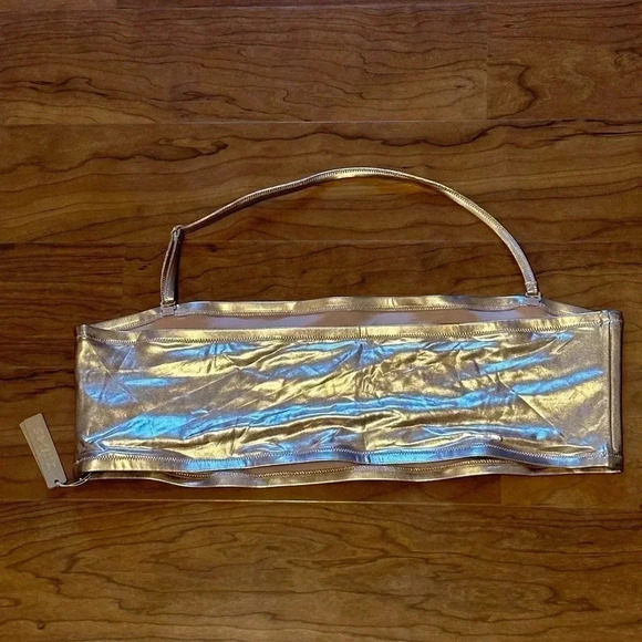 NWT SKIMS Limited Edition Metallic Gold Bandeau Bikini Top 4X Kim Kardashian - Picture 2 of 7